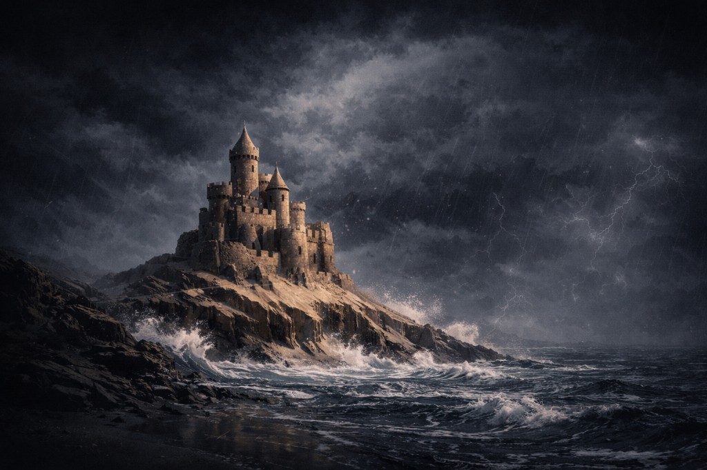A castle in a storm