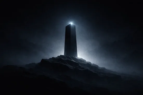 A distant monolith in the fog